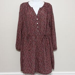 Loft Women's mini floral casual dress LP Red Vacation Lagenlook Casual